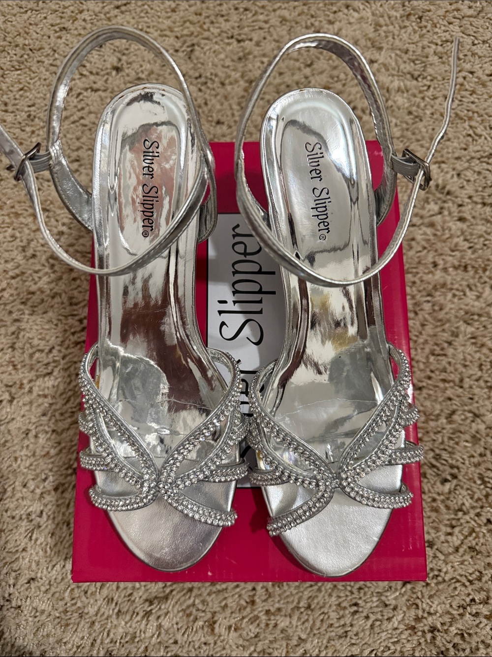 Silver Slipper® Women's Silver Rhinestone Evening Heels
